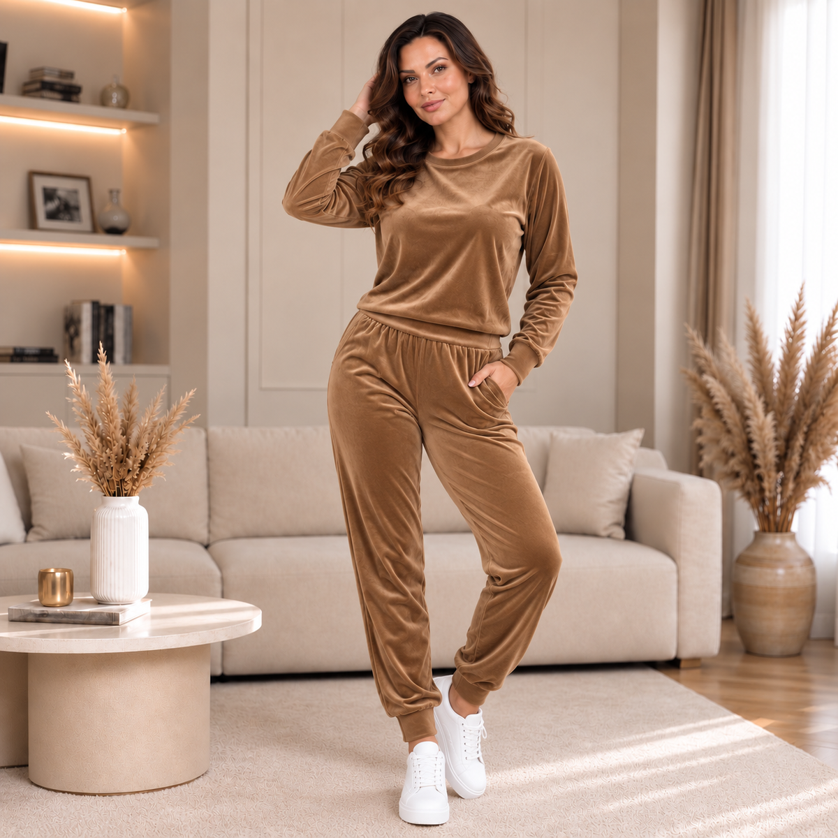 Trening Soft Maro Deschis din Catifea