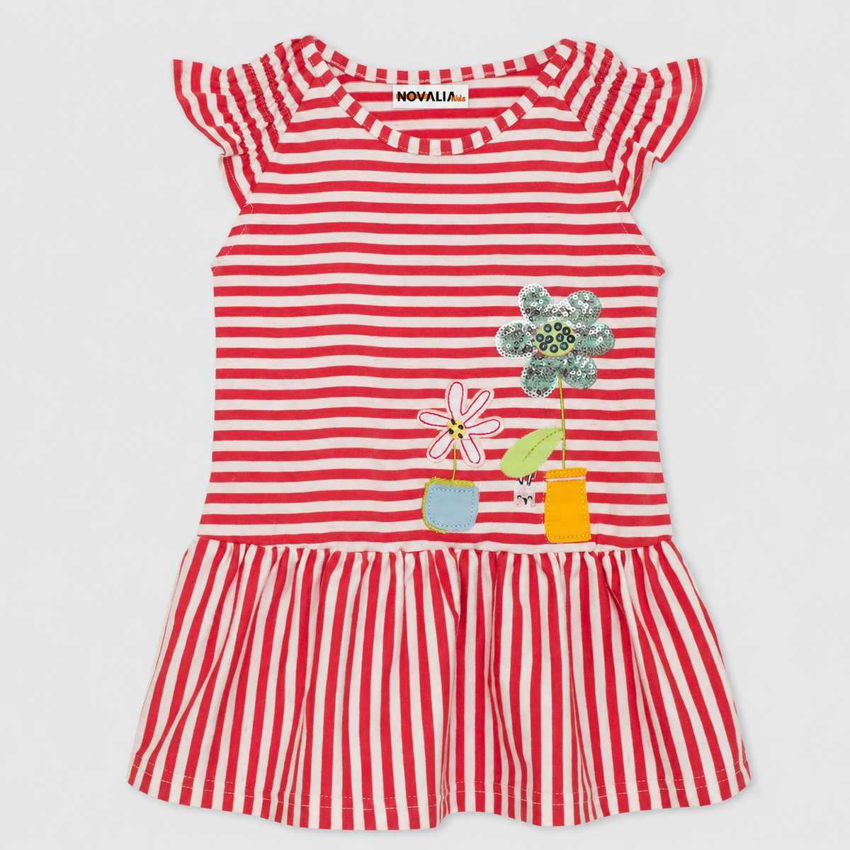 Rochie Fete Flowers Rosu - imagine 3
