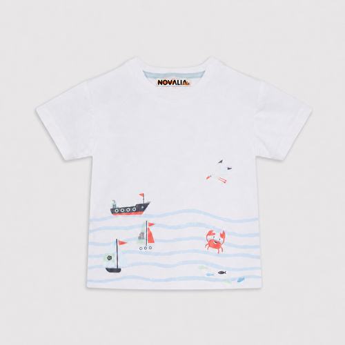 Tricou Baieti Ocean Alb - imagine 2