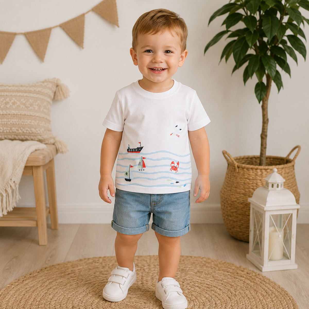 Tricou Baieti Ocean Alb