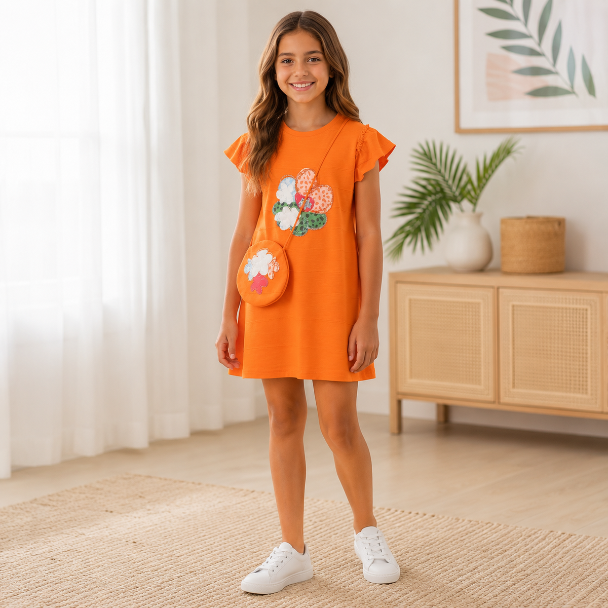 Rochie Flower Orange Fete