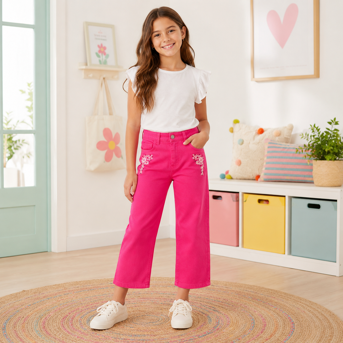 Pantaloni Fete Signs Fucsia
