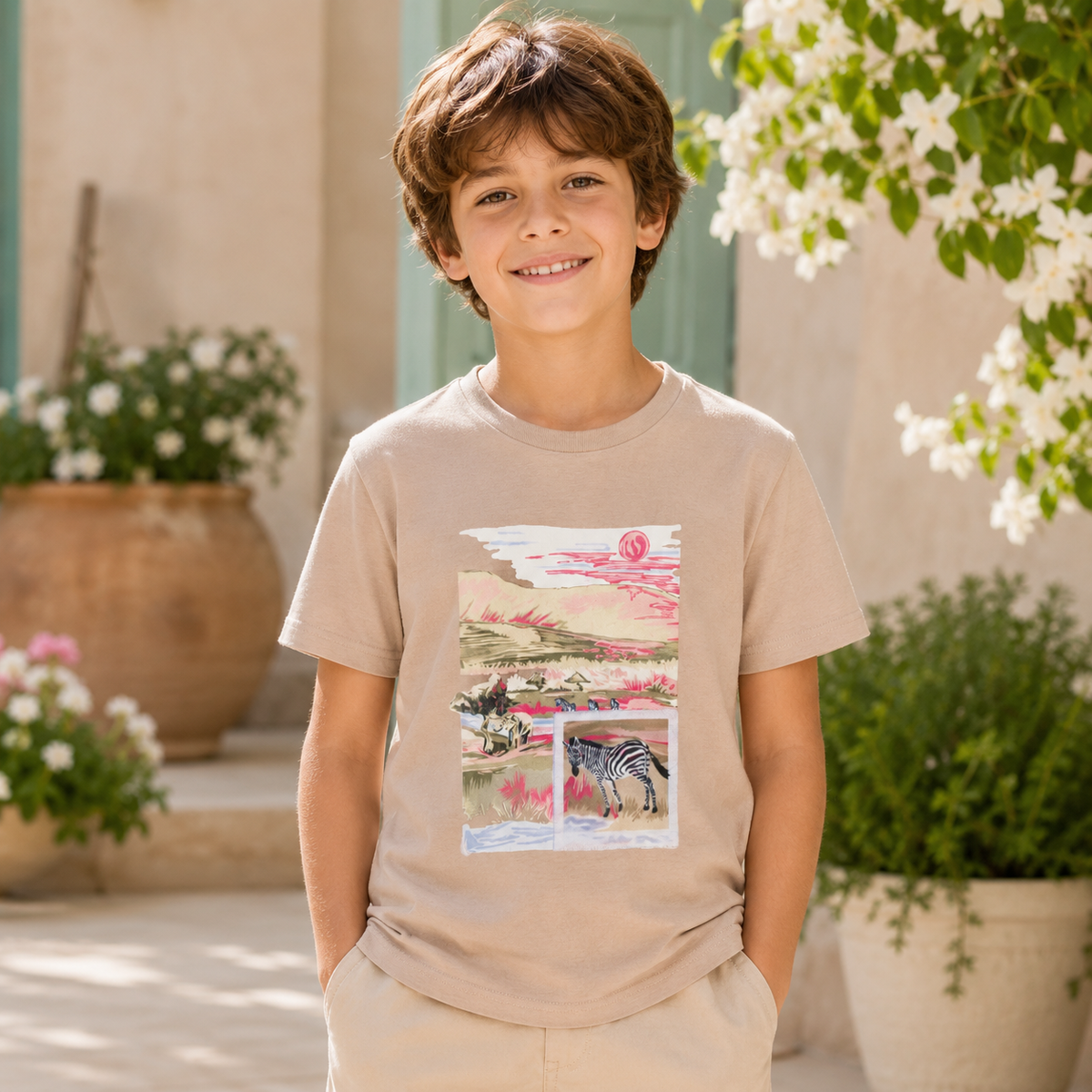 Tricou Baieti Adventure Bej