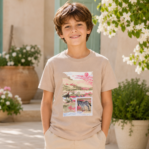 Tricou Baieti Adventure Bej
