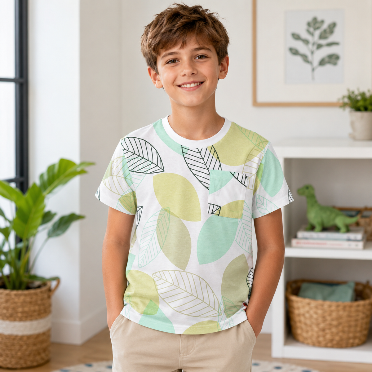 Tricou Baieti Leaf Bleu