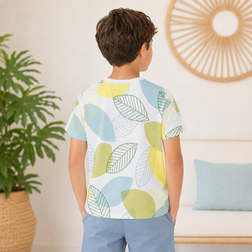 Tricou Baieti Leaf Galben - imagine 2