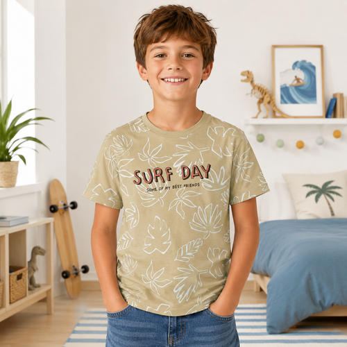 Tricou Surf Day Baieti Bej