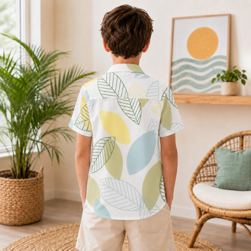 Camasa Baieti Leaf Galben - imagine 3