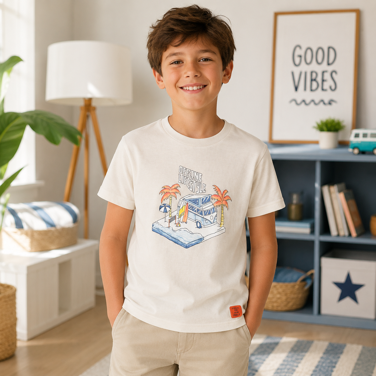 Tricou Baieti Beach Van Bej