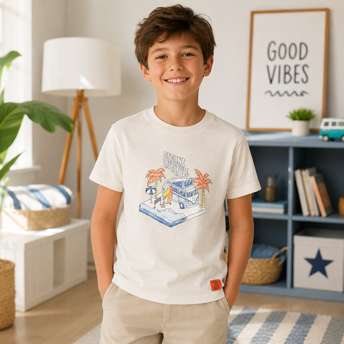 Tricou Baieti Beach Van Bej