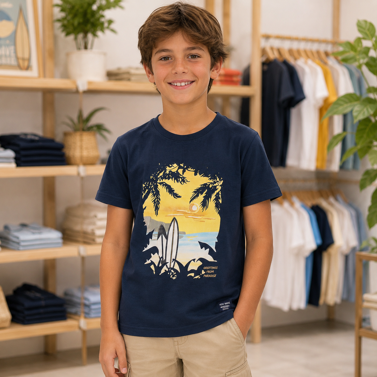 Tricou Beach Navy Baieti