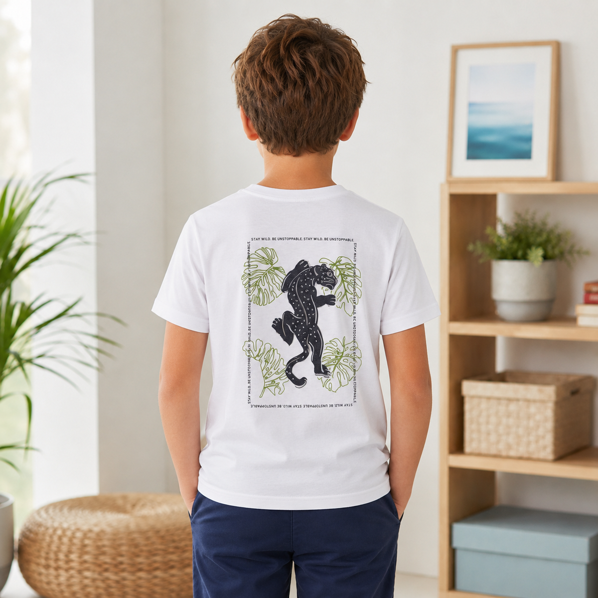 Tricou Pantera Alb Baieti