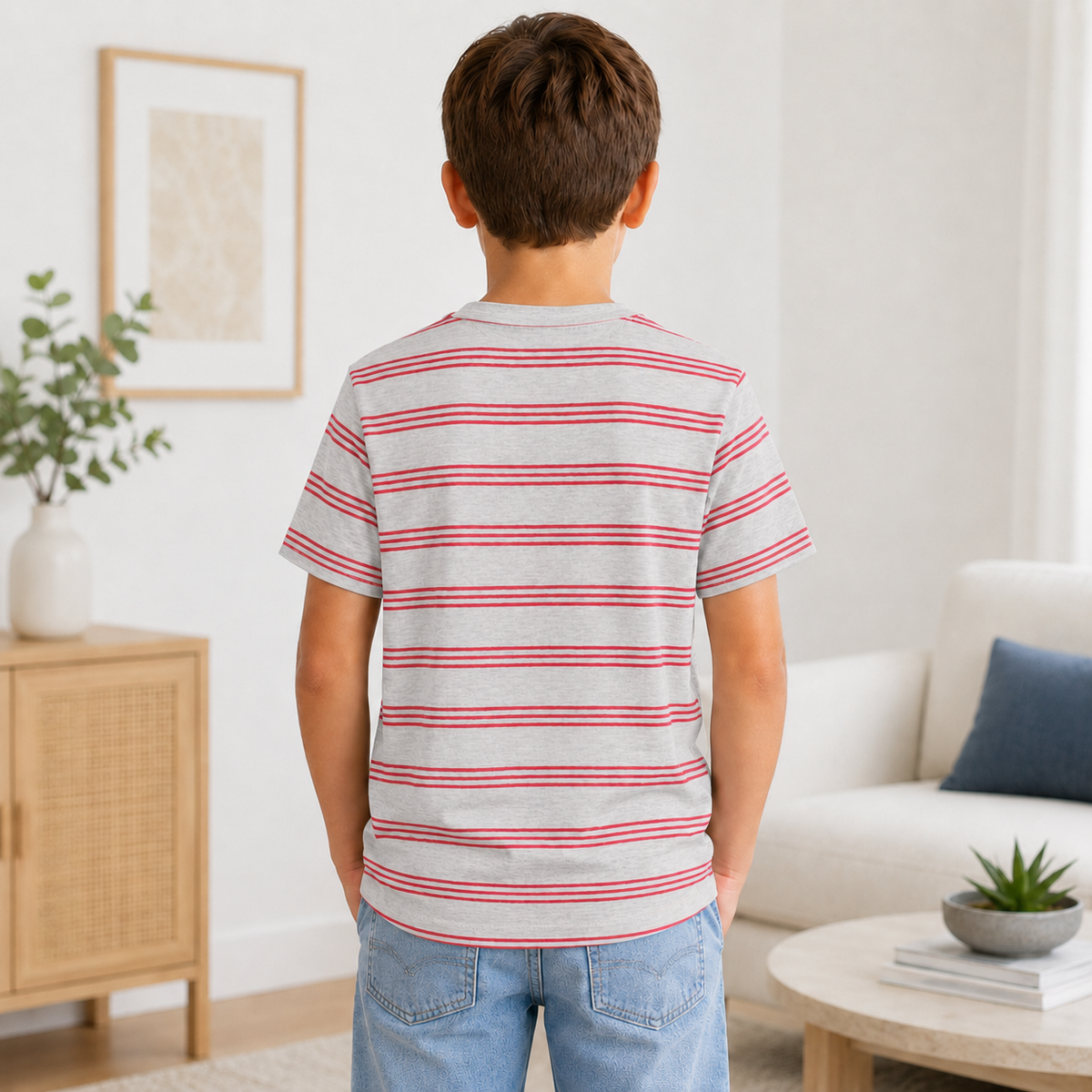 Tricou Stripe Rosu Baieti - imagine 3