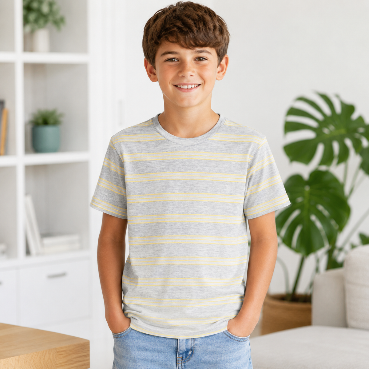 Tricou Stripe Galben Baieti