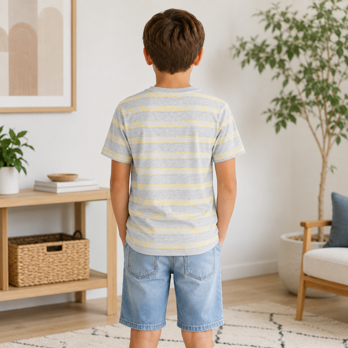 Tricou Stripe Galben Baieti