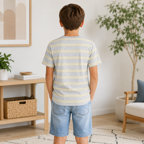 Tricou Stripe Galben Baieti - imagine 2