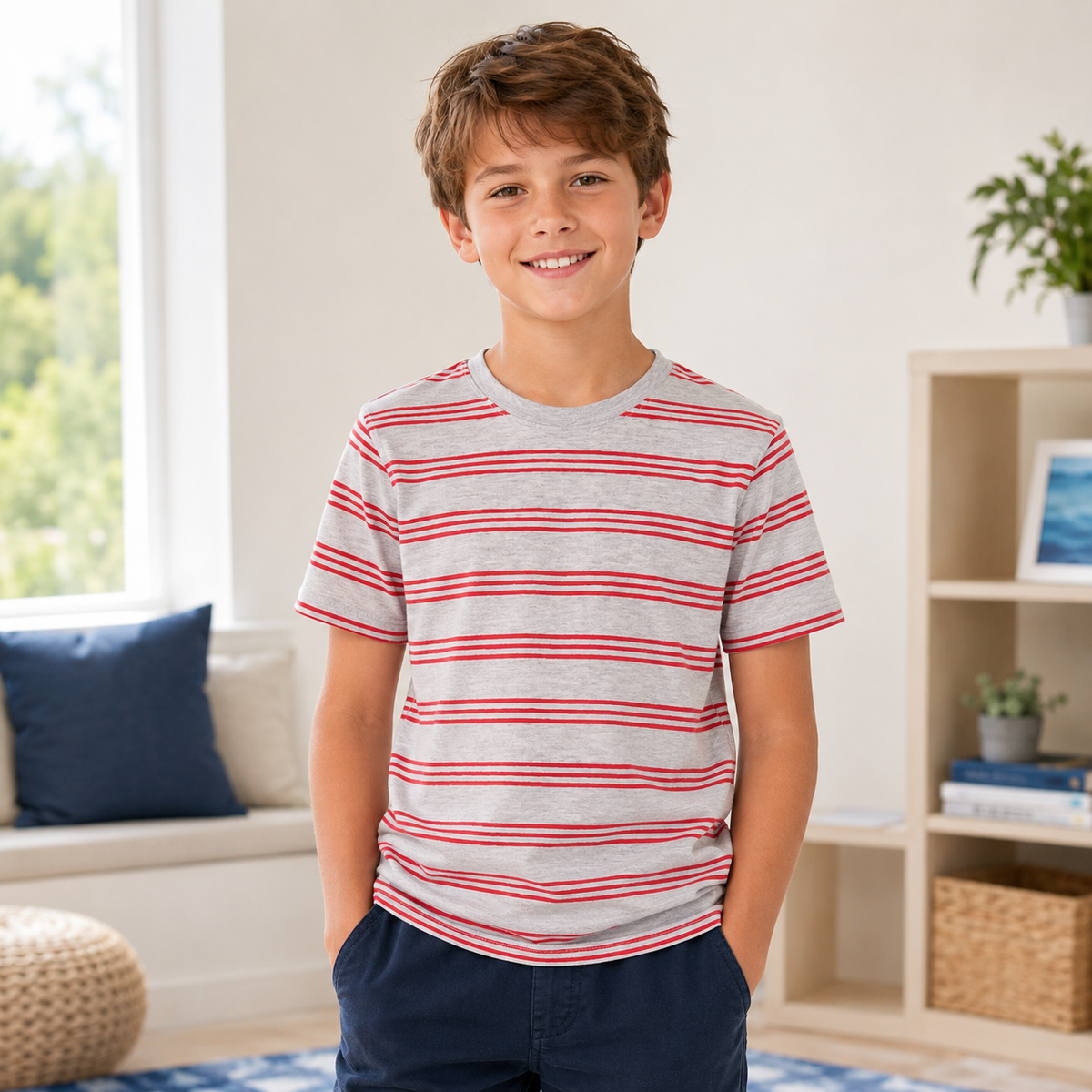 Tricou Stripe Rosu Baieti