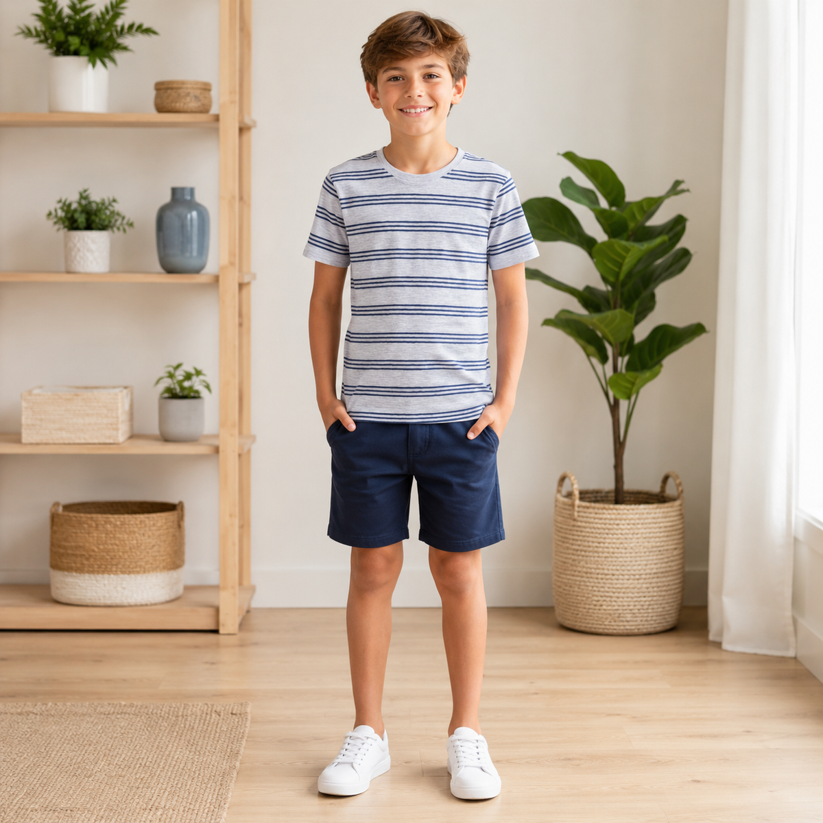 Tricou Stripe Navy Baieti