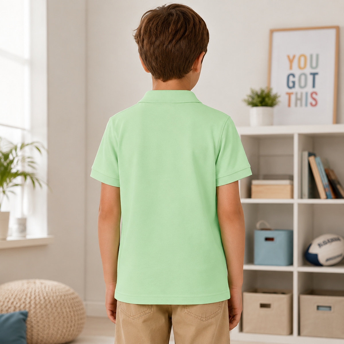 Tricou Polo Simple Verde Baieti - imagine 3