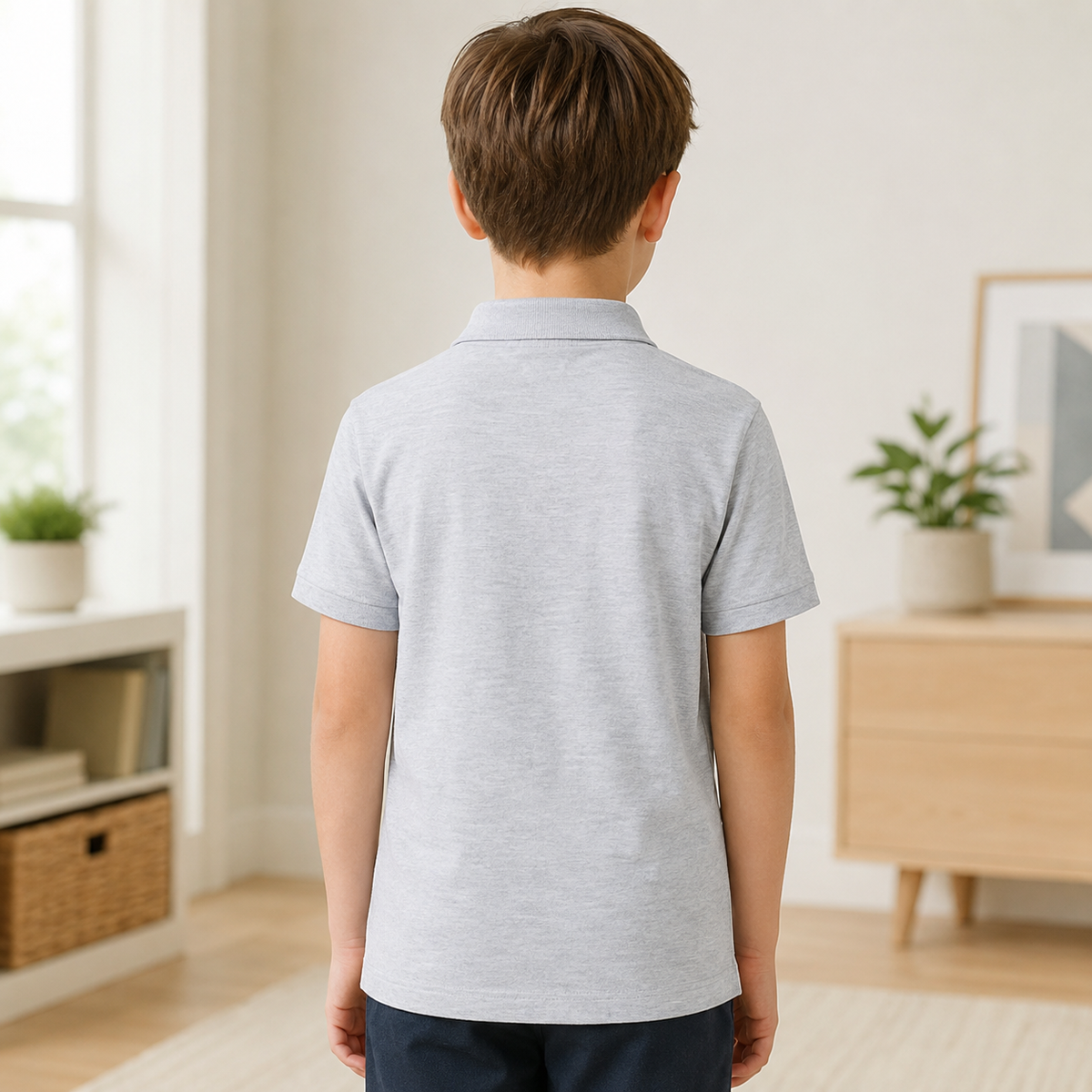 Tricou Polo Simple Gri Baieti