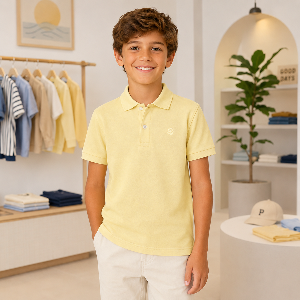 Tricou Polo Simple Galben Baieti
