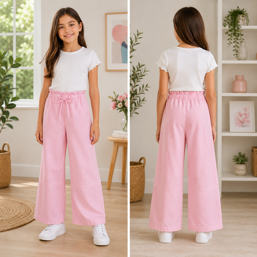 Pantaloni Fete Wide Piersica - imagine 3