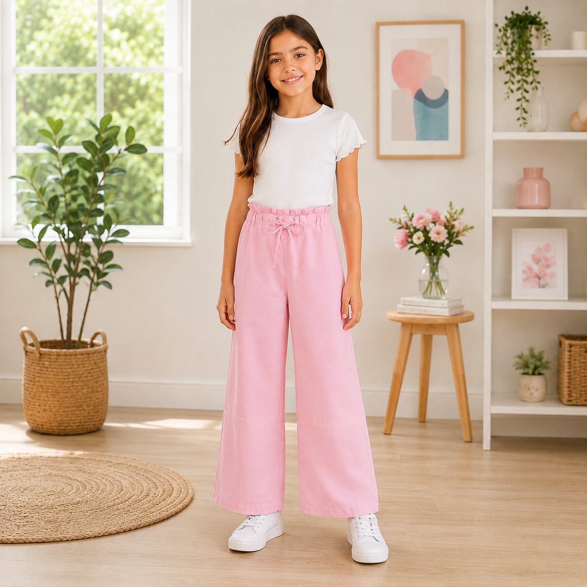 Pantaloni Fete Wide Piersica