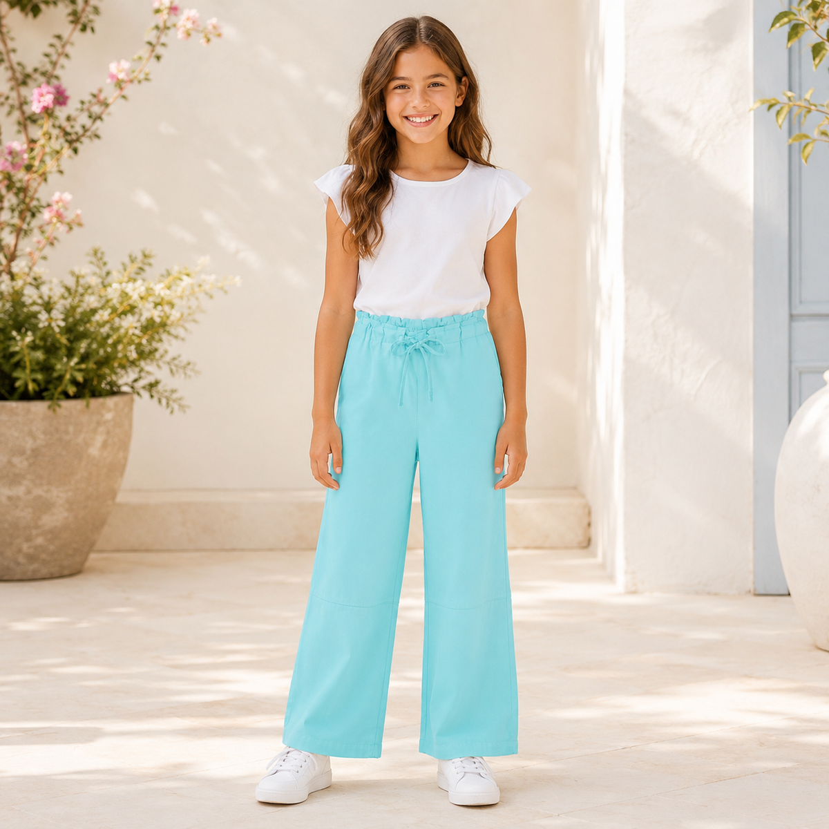 Pantaloni Fete Wide Menta