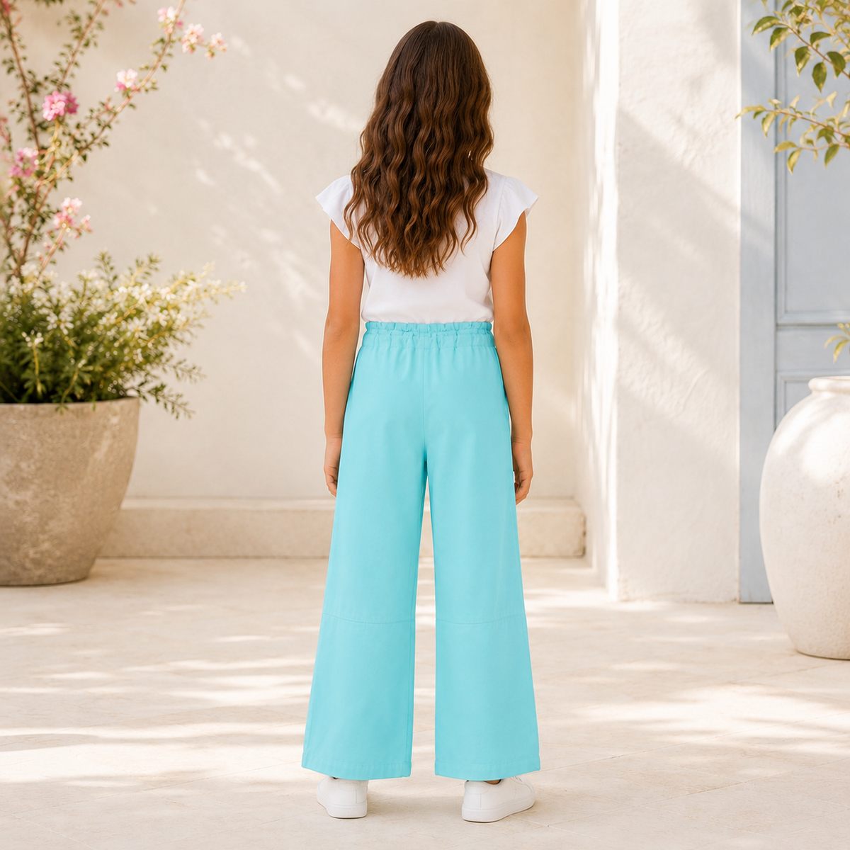 Pantaloni Fete Wide Menta