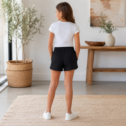 Pantaloni Scurti Fete Sweet Heart Negru - imagine 2