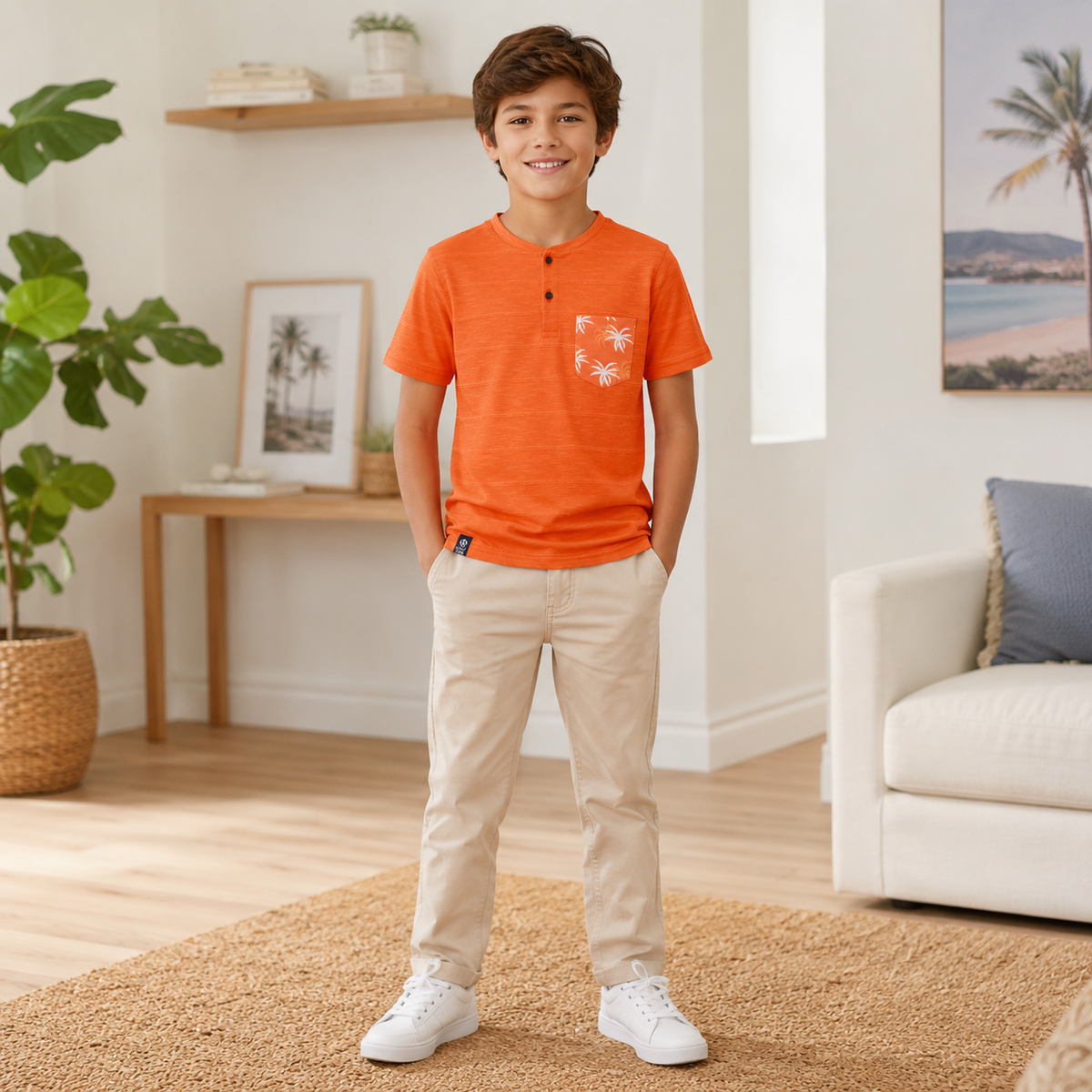 Tricou Baieti Palm Pocket Portocaliu