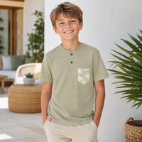 Tricou Baieti Palm Pocket Kaki