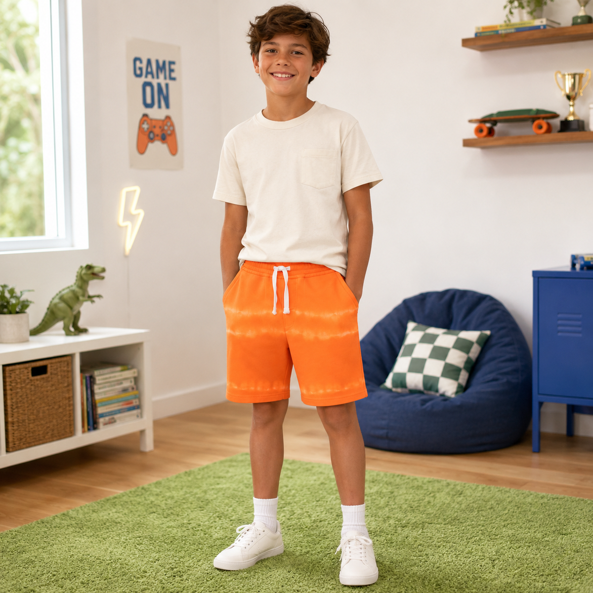 Pantaloni Scurti Baieti Tie Dye Portocaliu