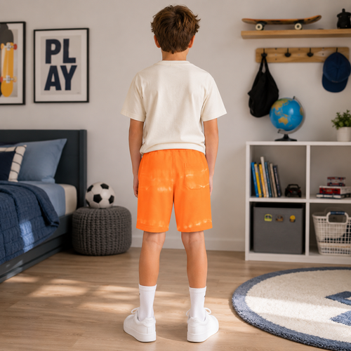 Pantaloni Scurti Baieti Tie Dye Portocaliu - imagine 2