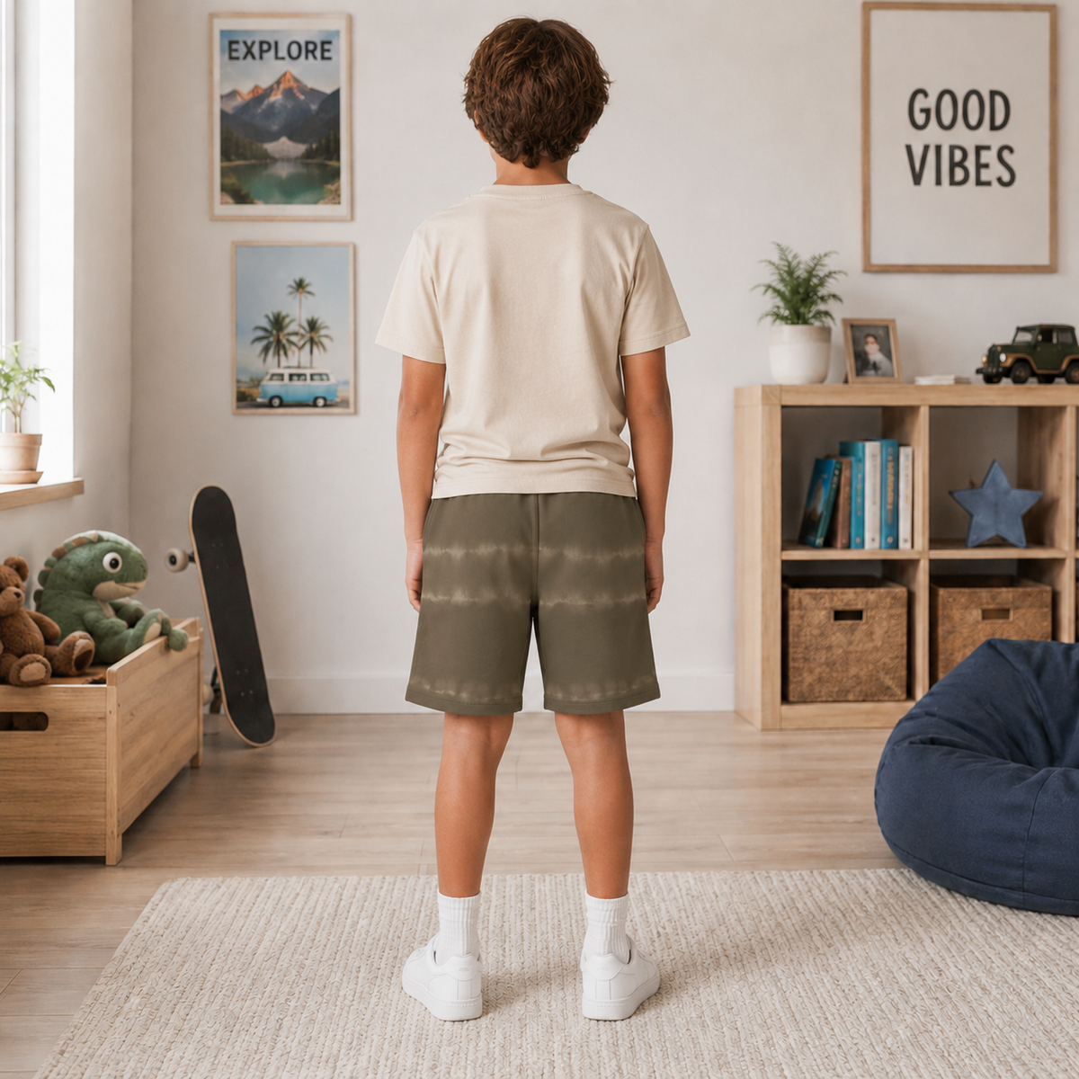 Pantaloni Scurti Baieti Tie Dye Olive