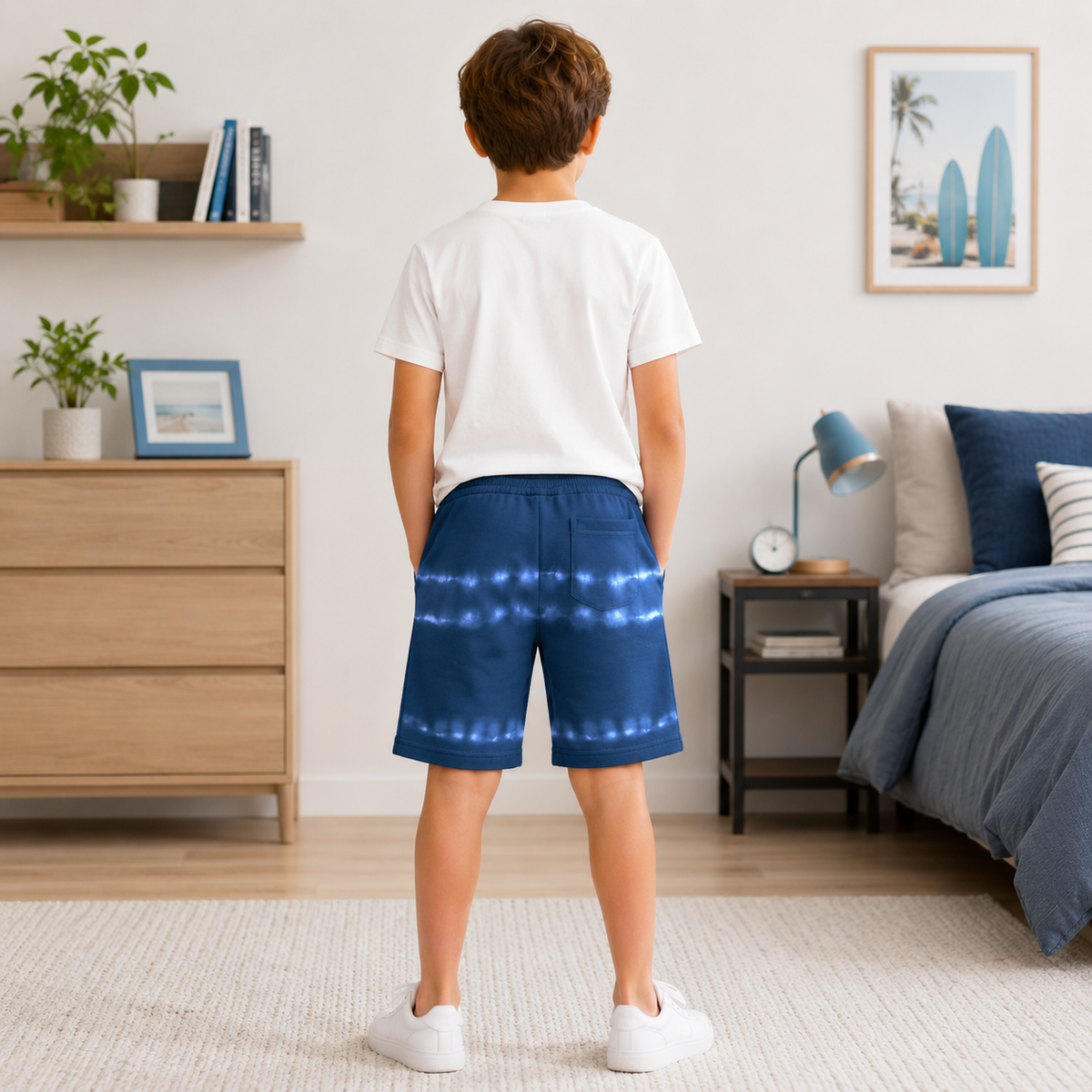 Pantaloni Scurti Baieti Tie Dye Bleumarin