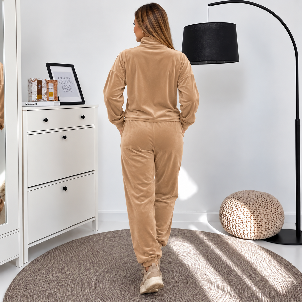 Trening Dama Oversized din Catifea Maro Deschis Mara