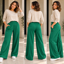 Pantaloni Palazzo Dama Doris Verde - imagine 4