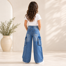 Blugi Cargo Fete Light Denim