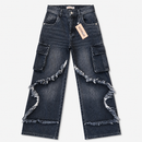 Blugi Cargo Fete Dark Denim