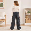Blugi Cargo Fete Dark Denim