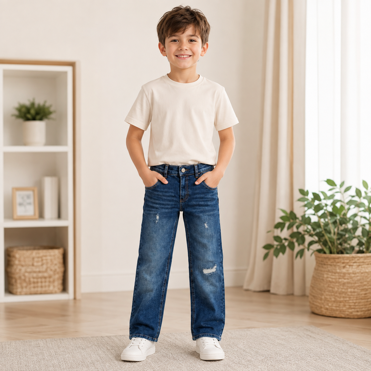 Blugi Baieti Rupti Dark Blue