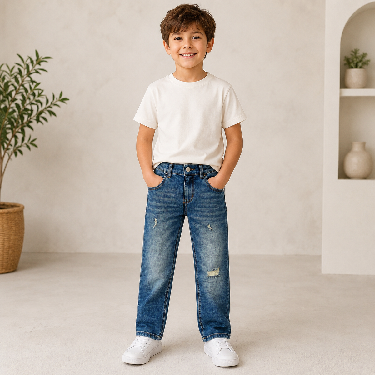 Blugi Baieti Rupti Light Blue