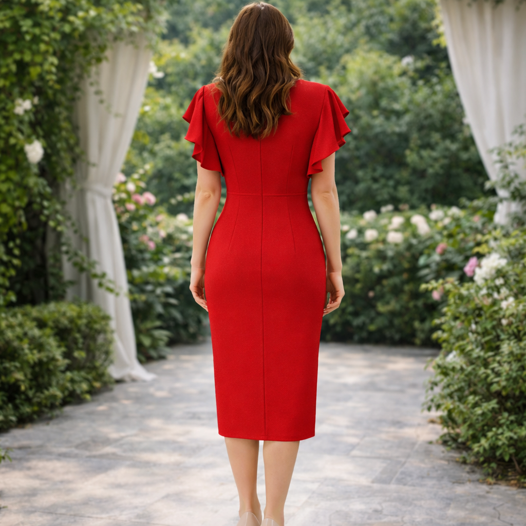 Rochie Eleganta Rosu Lotus