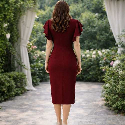 Rochie Lotus Grena - rochie midi eleganta cu decolteu in V