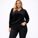 Bluza Negru din Catifea Mood - decolteu in V