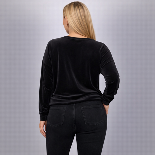 Bluza Negru din Catifea Mood - decolteu in V