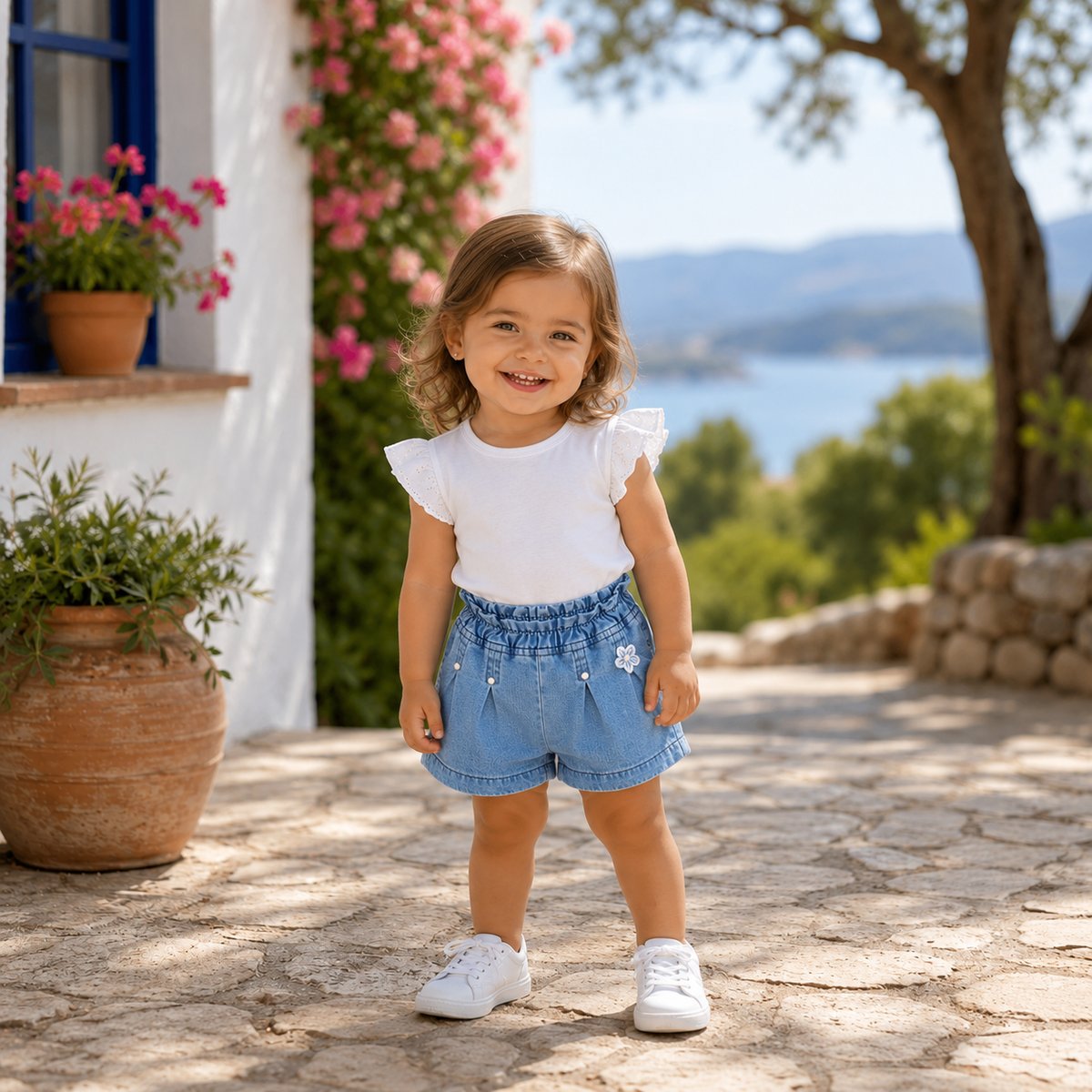 Pantaloni Scurti Fete Bella Light Denim