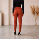 Pantaloni Eleganti din Crep Caramiziu Zaza - imagine 2