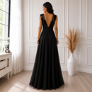Rochie de Seara din Paiete Negre Aura - imagine 2